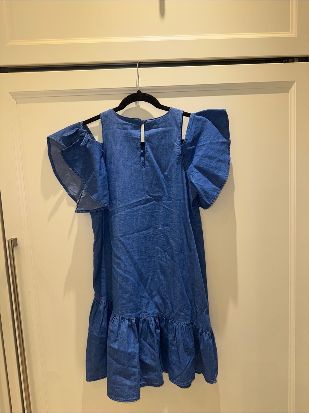 Zara Blue Cold-Shoulder Ruffle Hem Dress - Picture 3 of 3